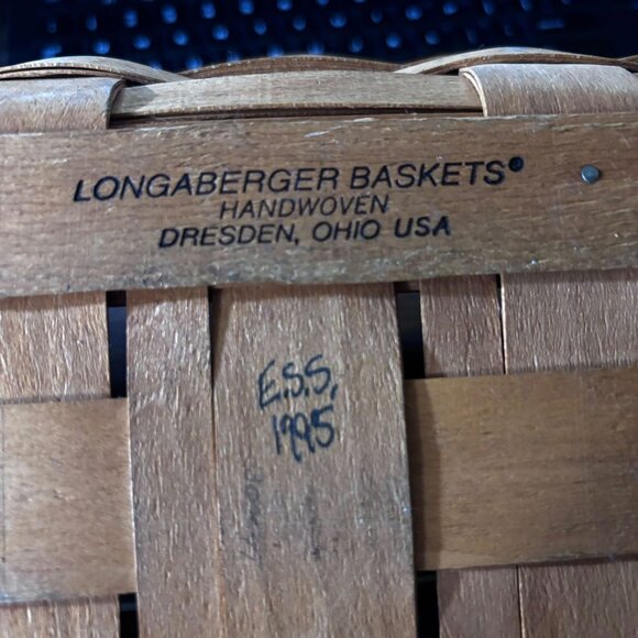 Longaberger Divided Organizer Basket w/ WoodCrafts 6-Section Insert, Leather Han - Picture 8 of 10